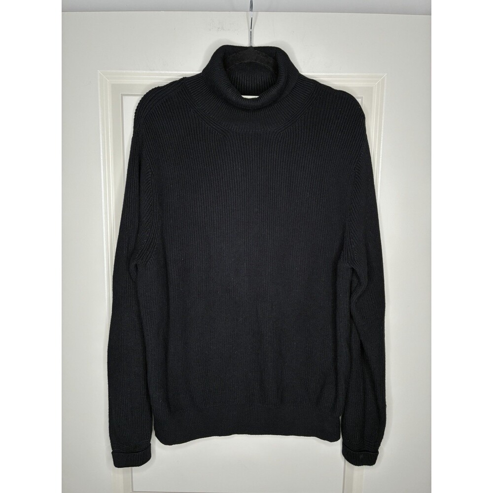 Buck Mason Seafarer Ribbed Turtleneck Sweater in Black Men's Size Large Cotton